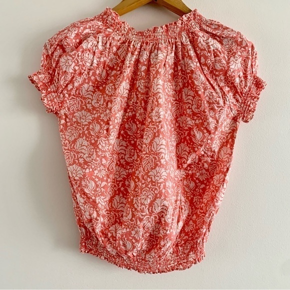 Y2K Cottage Core Boho Blouse Paisley Cotton Smocked Button Crop Top Peasant - Picture 9 of 13